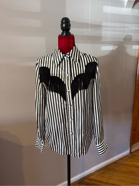Marc Jacobs Tops - Marc Jacobs Striped Fringe Western Button-Up Blouse Long Sleeve Size 2